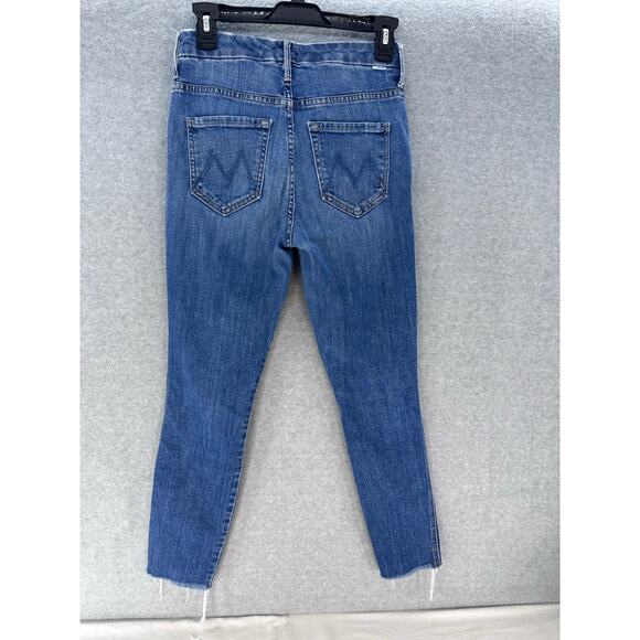 Mother Women sz 25 High Waisted Double Looker Ankle Fray Cotton Denim Skinny - Picture 8 of 16